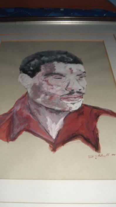 Martin Luther King  Quadro com pintura a óleo sobre papel - 1984