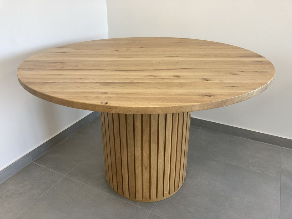 Stół drewno dąb naturalny loftowy rustykalny lamele ryfle loft salon