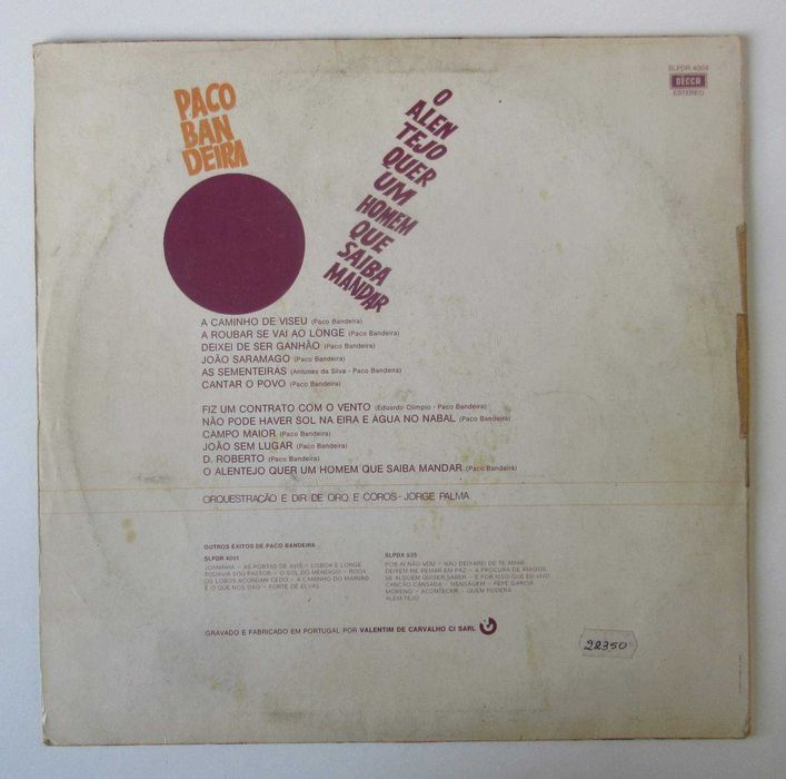 PACO BANDEIRA - O Alentejo Quer Um Homem Que Saiba Mandar (LP)
