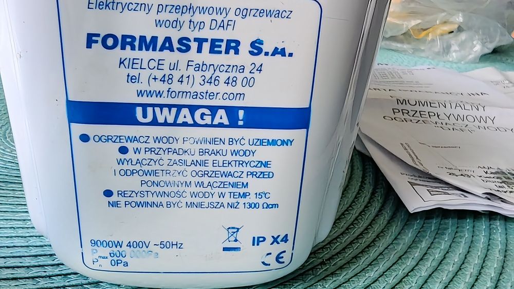 Przepływowy podgrzewacz wody Dafi 9 kw