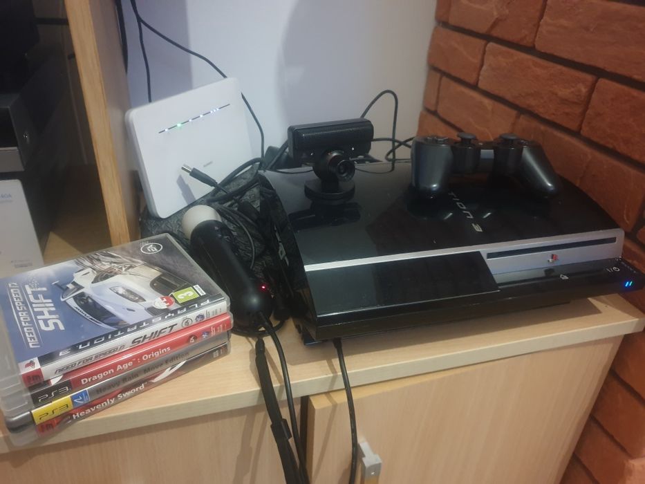 Sony playstation 3 fat ps3. Pad, gry, move, kable. Cy zestaw