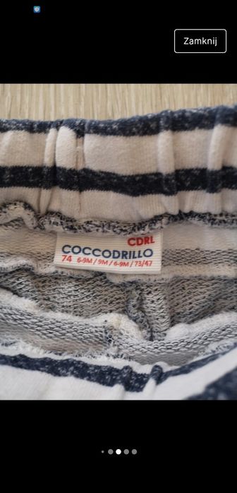 Spodnie r. 74 dres Coccodrillo