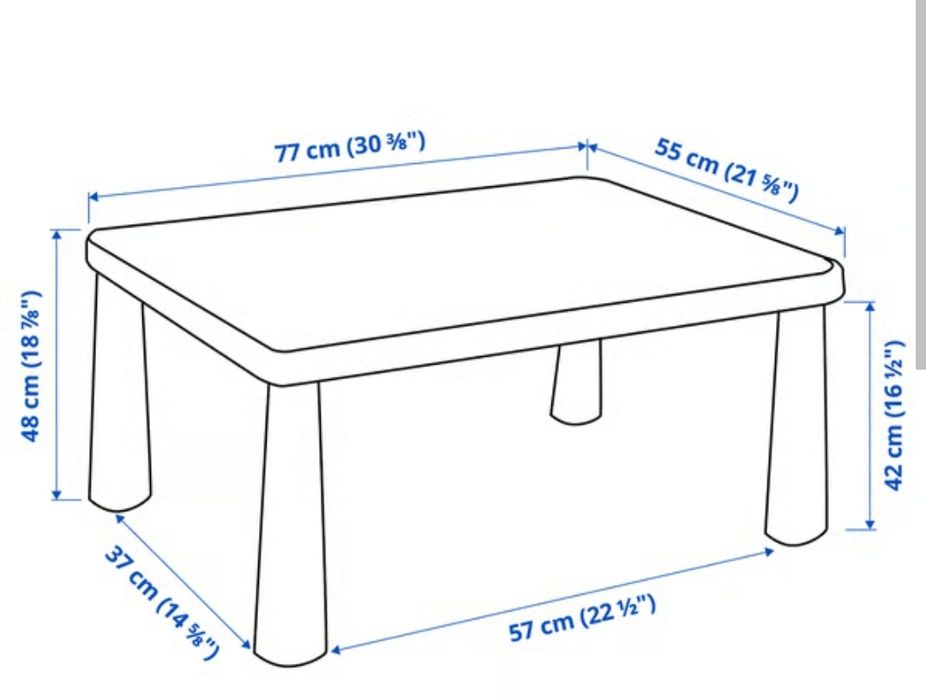 Stolik IKEA Mammut + krzesełko wiklinowe  - zestaw