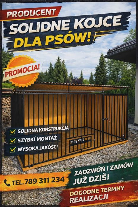 Kojec dla psa Solidny. TRANSPORT I MONTAŻ GRATIS