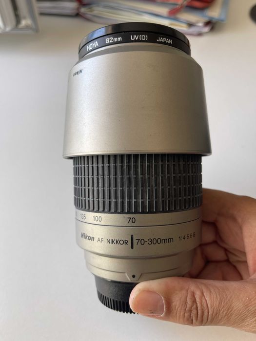 Nikon F55 analógica com lente 28-80mm + 70-300mm