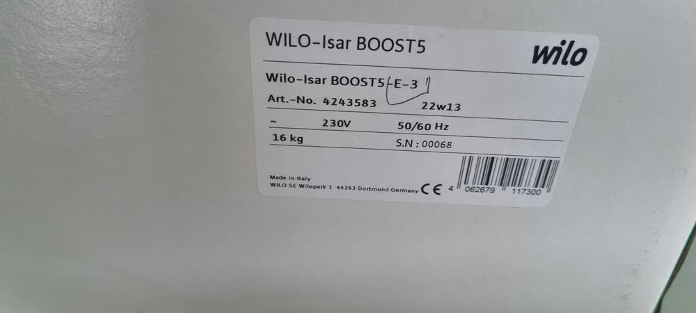 Wilo-Isar boost5 e3,e5 ,nowe
