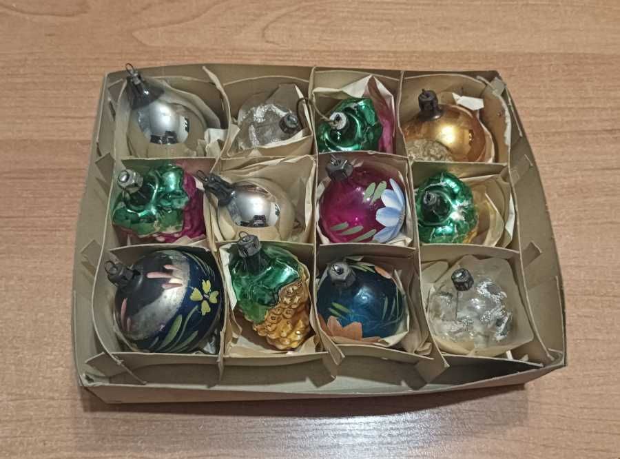 Stare bombki szklane Vintage PRL 12 sztuk