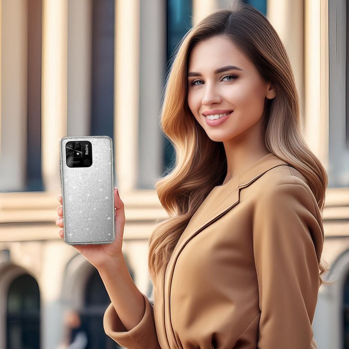 Crystal Glitter Case do Xiaomi Redmi 10C Srebrny