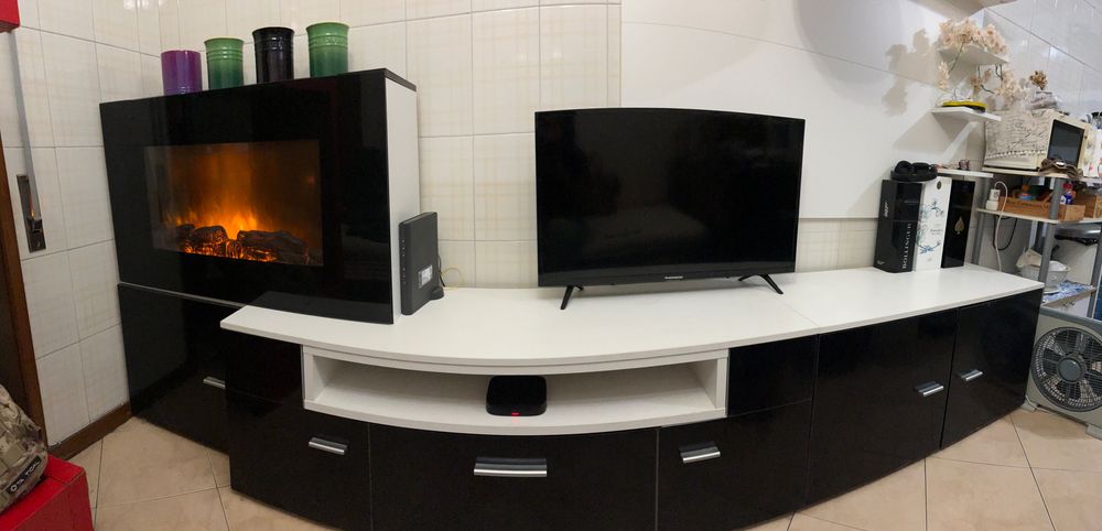 Conjunto Móvel TV + Painel + Lareira Elétrica LED