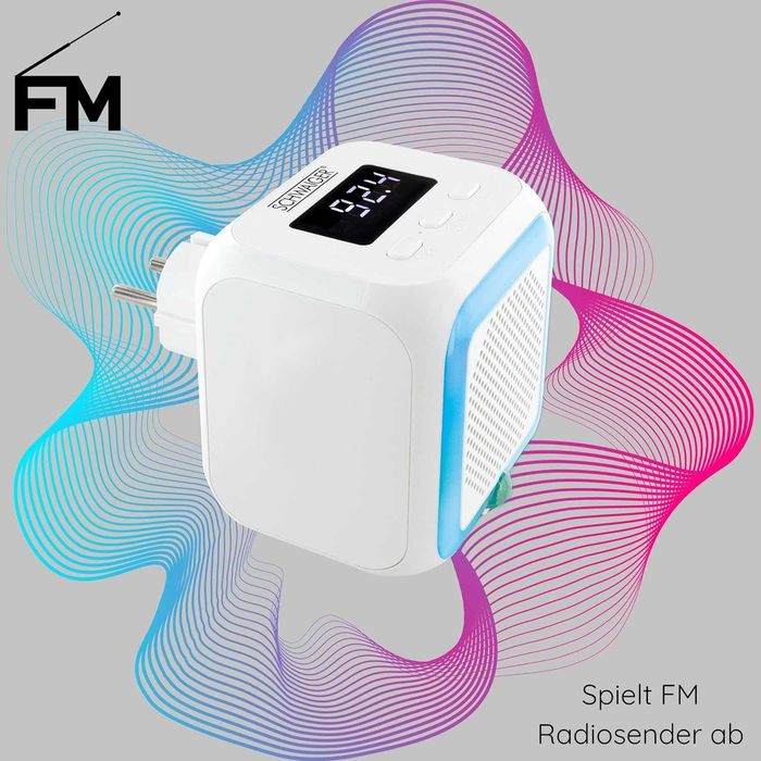 SCHWAIGER Radio - Budzik do Gniazdka FM Bluetooth Lampka RGB