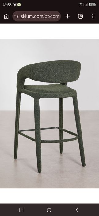 Banco alto 75 cm em tecido bouclé verde army Sklum