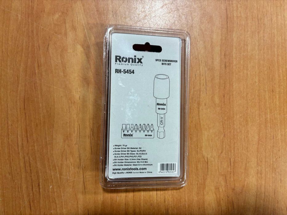 RONIX Jogo 9Pcs Bits + Adaptador 1/4" RH-5454 | NOVOS