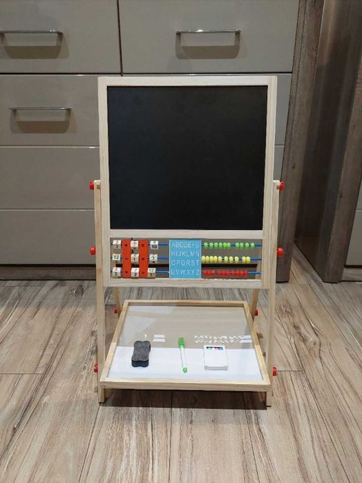 Zestaw Dwustronna Tablica Kredowa Magnetyczna Dla Dzieci + Gratisy