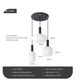 Lampa wisząca sufitowa czarna potrójna klosze ryflowane mleczne