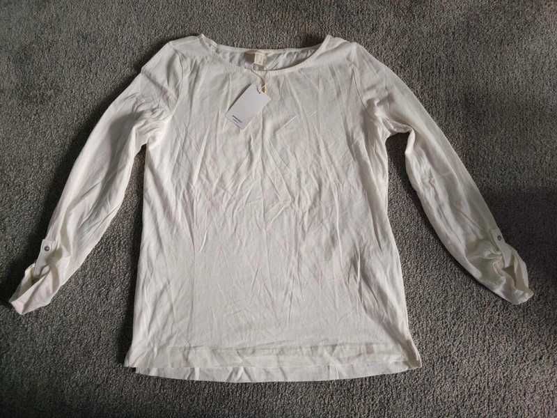 NOWA Koszulka DAMSKA z długim rękawem SPRINGFIELD rozmiar M BIAŁA