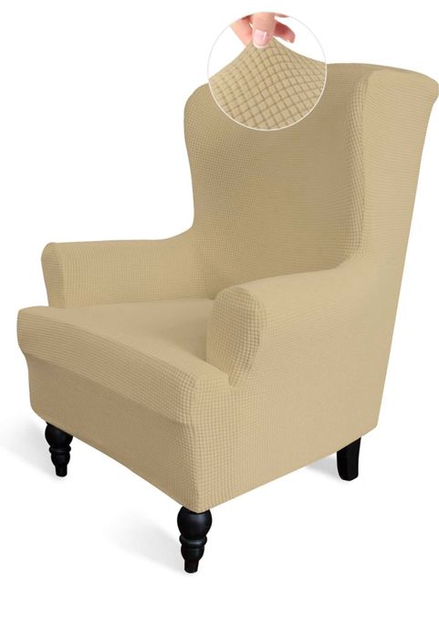 Greatime Sofa Cover na fotel z uszakami bezowy