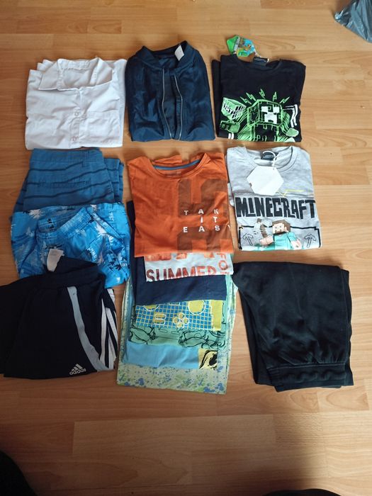 Zestaw ubrań 158 Nowa kurtka wiosenma i 2 nowe bluzki Minecraft+ używa