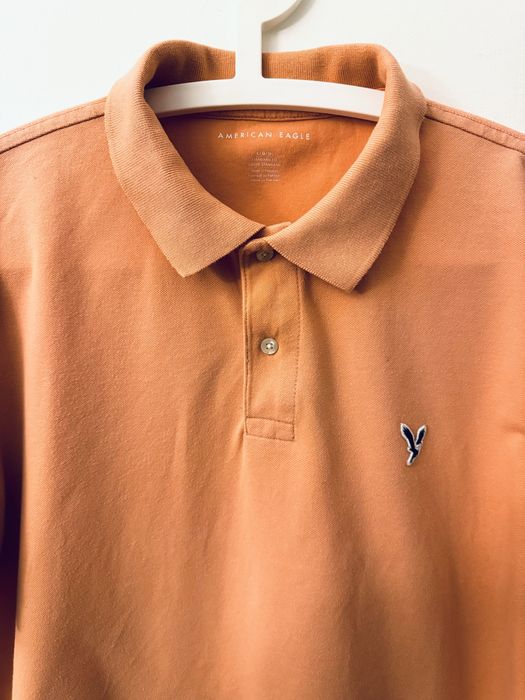 Koszulka polo męska American Eagle L standard fit łososiowa