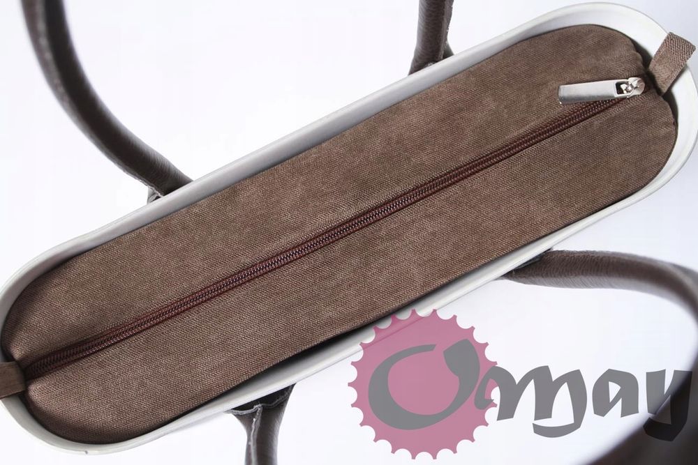 Piaskowy organizer OBAG MINI welur elegancki brązowy karmel wkład OMAY
