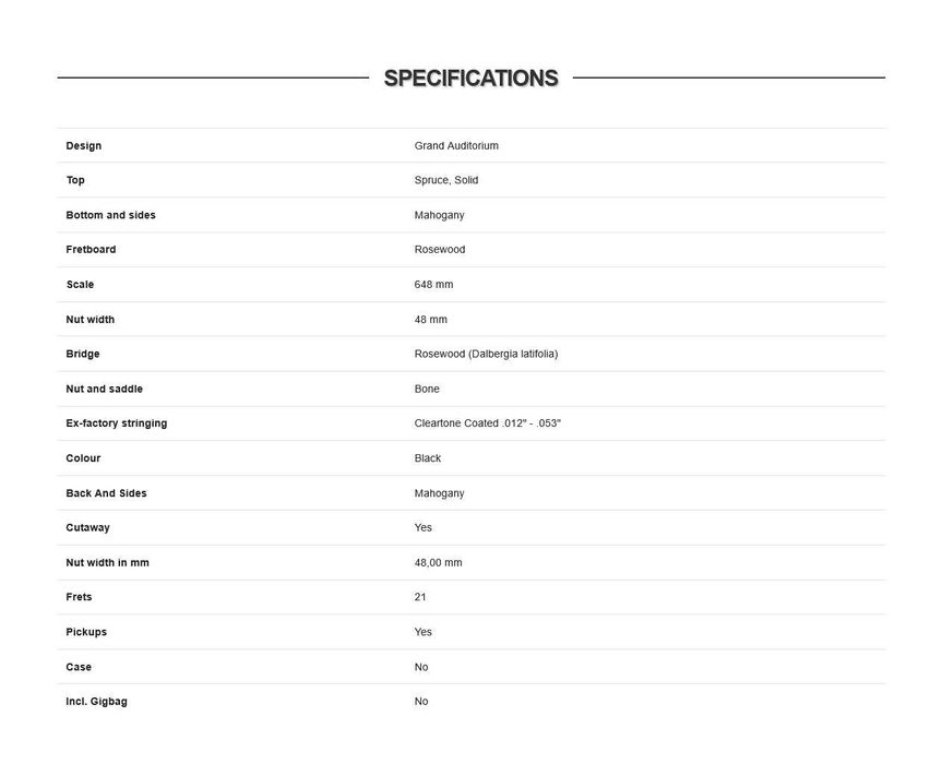 guitarra FRaMuS FG-14SCE BK Legacy Series cordas aço com Fishman