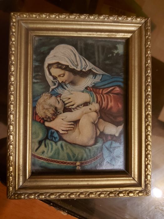 Dwa stare obrazy religijne w oryginalnych ramach – dewocjonalia vintag