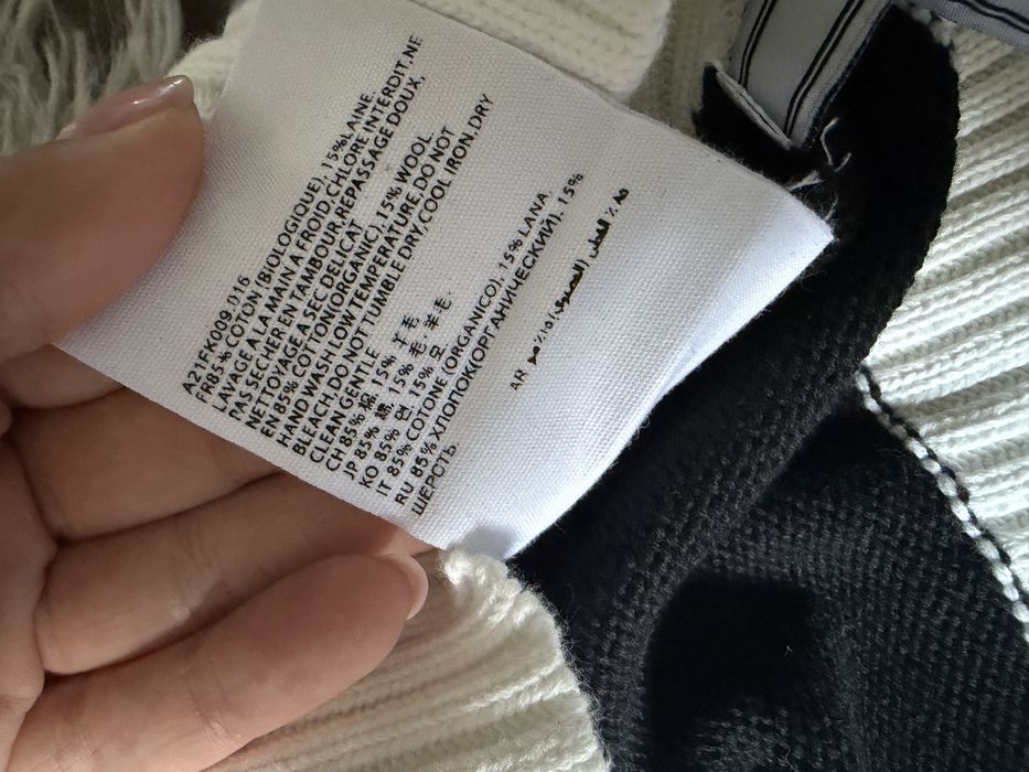 AMI Paris Sweter Paski Czarny Biały Heart Logo M Nowy z Metką