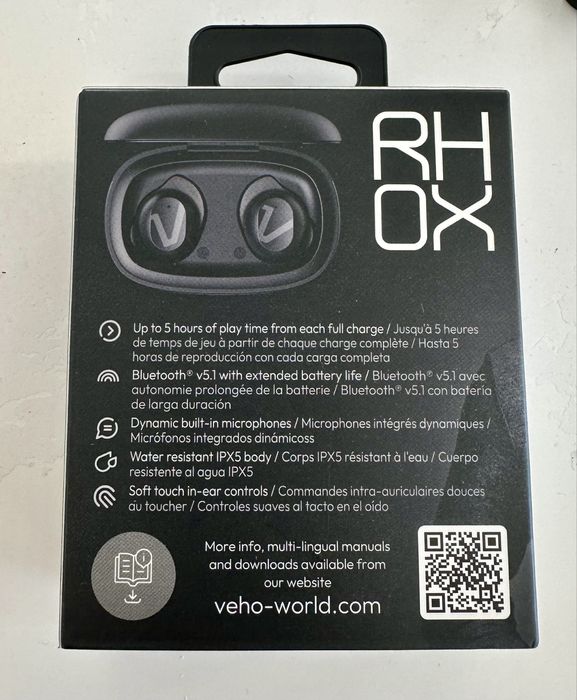 Auscultadores sem fios RHOX, sem uso, com gratantia!