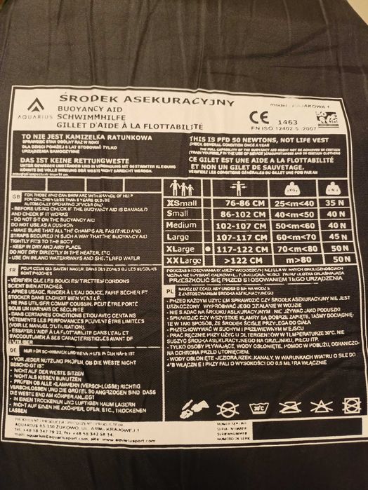 Kapok, kamizelka asekuracyjna kajakowa Aquarius