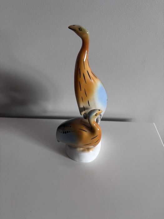 Figurka ptaków porcelana hollohaza retro vintage prl
