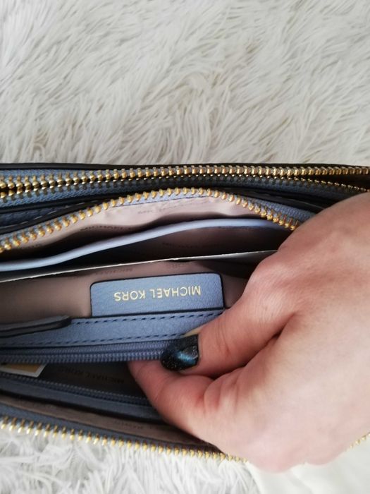 torebka Michael Kors skórzana niebieska crossbodies podwójna