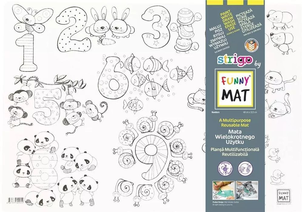 Mata biała Liczby Funny Mat STRIGO. Nowy Produkt