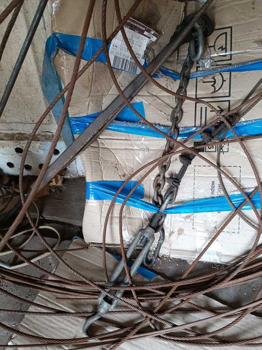 Трос стальной 7 мм 50 метров со струбциной и цепью