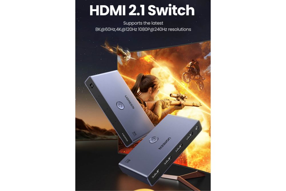 Перемекач Ugreen 8K 60 Hz HDMI 2.1 комутатор Switch 3 в 1
