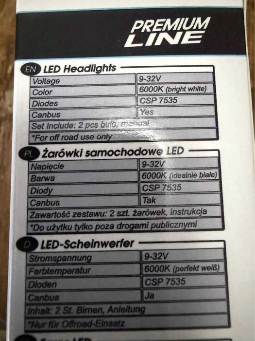 Żarówki h7 LED premium line