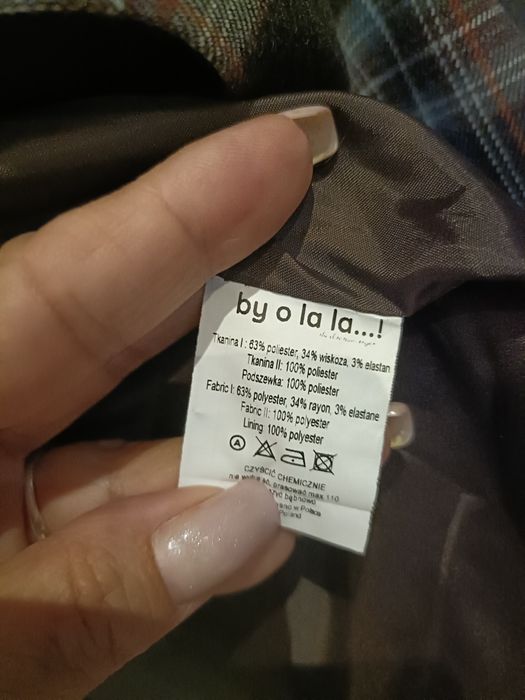 Marynarka żakiet by o La La , krata brąz błękit, beż , uniwersalny