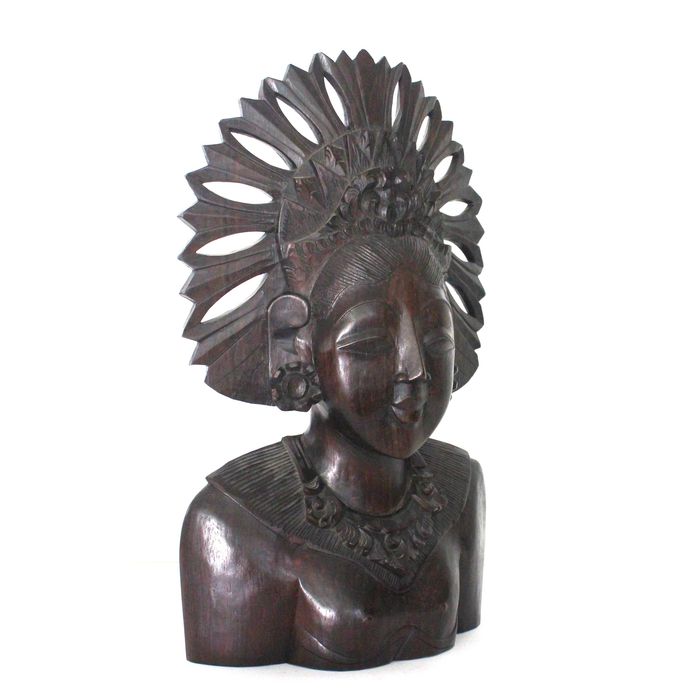 Escultura Ébano - Busto Bailarina Bali