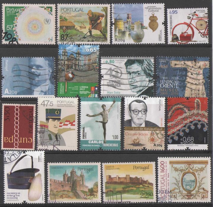 Filatelia: lote de selos usados de Portugal