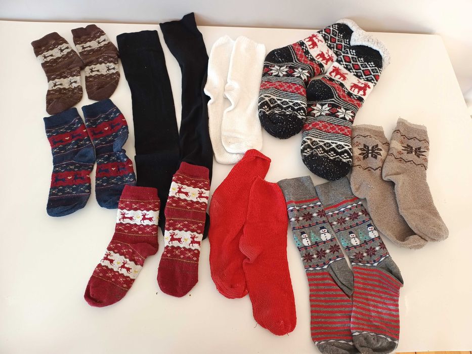zimowe skarpetki świąteczne damskie 36-40 zestaw zimowych świątecznych