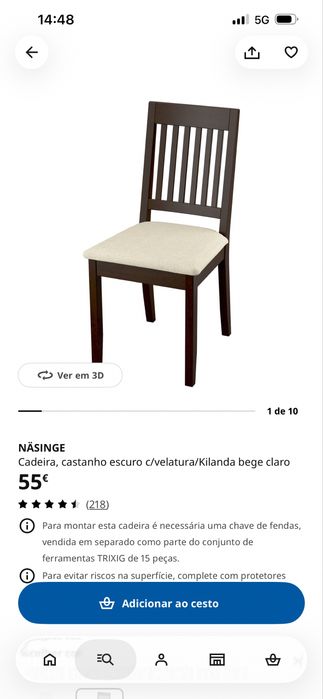 Cadeiras de madeira e tecido brancas do Ikea x5 -