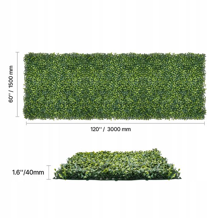 VEVOR sztuczna ściana roślinna 3000X1500X40MM trwa mediolańska panel