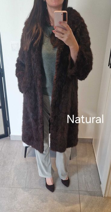 Futro M/L NATURALNE czekoladowe brązowe