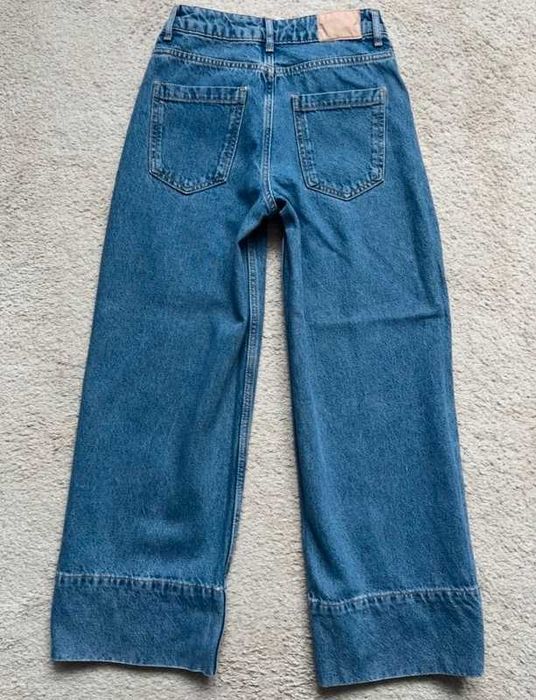 Zara jeansy cropped wide leg niebieskie 32 34