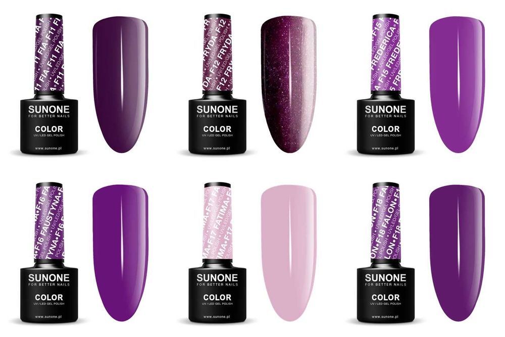 Lakier hybrydowy do paznokci SUNONE hybryda 5ml seria F Fioletowy