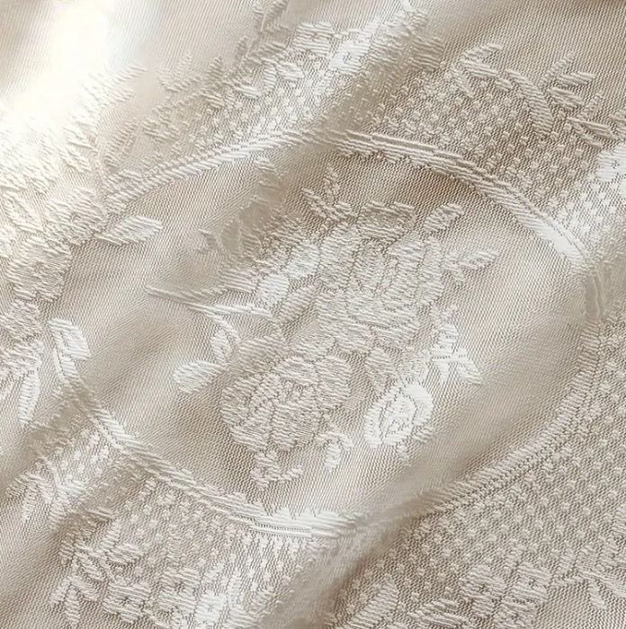 Białe ecru długie firanki w róże styl romantic vintage shabby chic