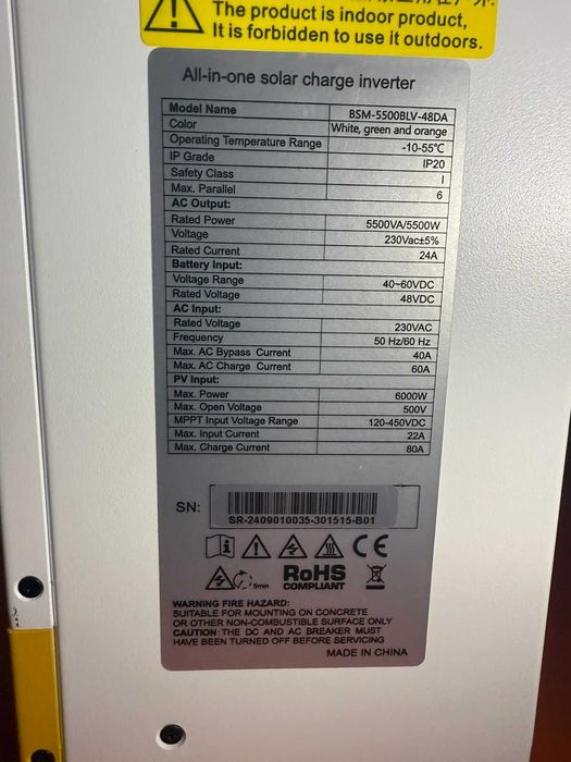 Гібридний інвертор 3,5 кВт та батареї Bluesun в наявності