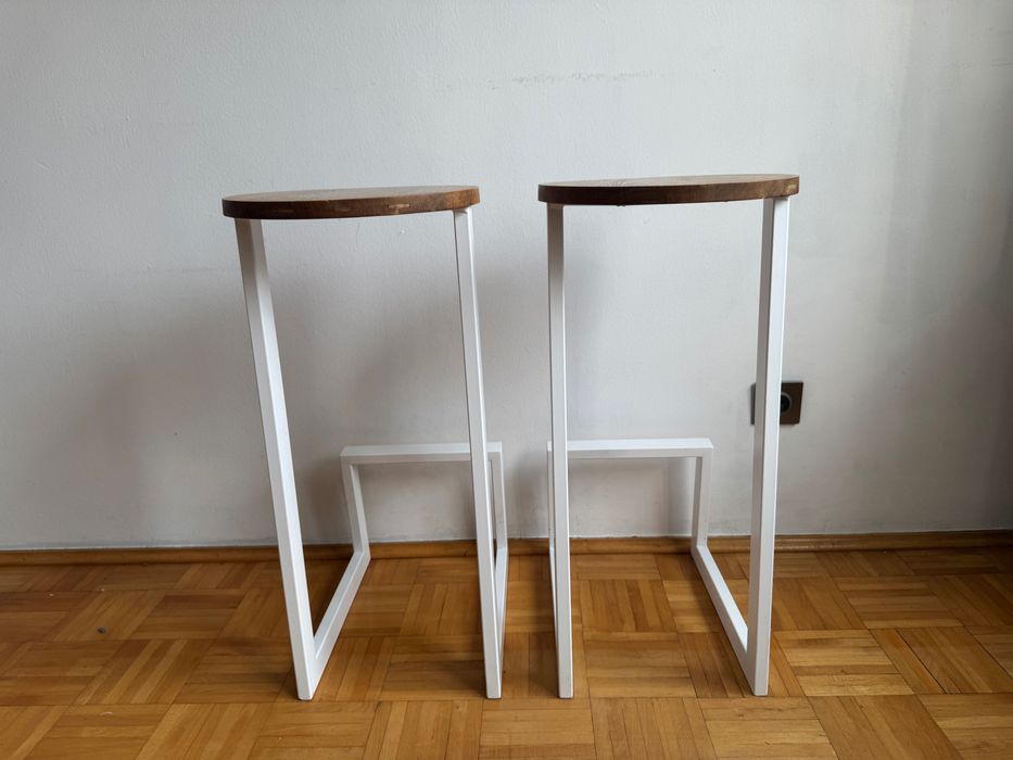 2 hokery drewno LITE białe DESIGN unikatowe UNIKAT Wrocław Dolny Śląsk