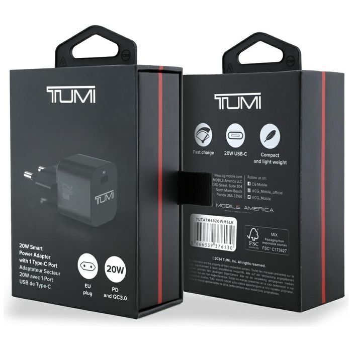 Ładowarka sieciowa TUMI Smart Power 20W  USB-C czarny