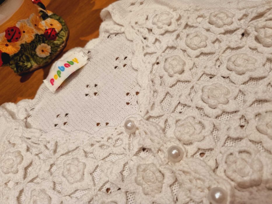 Bolerko ażurkowe R 110 białe do sukienki narzutka sweterek komunia