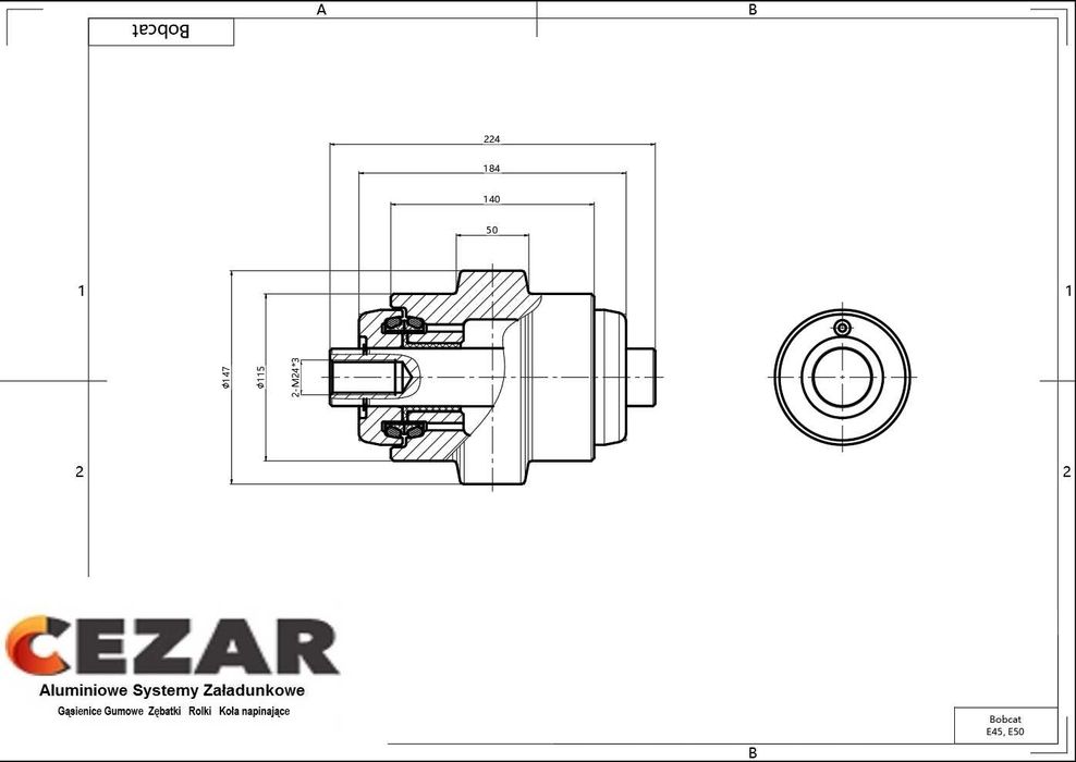 Rolka jezdna Bobcat E45, E50, E55