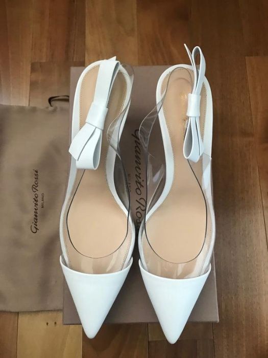 Шкіряні білі човники gianvito rossi mia 55 розмір 41